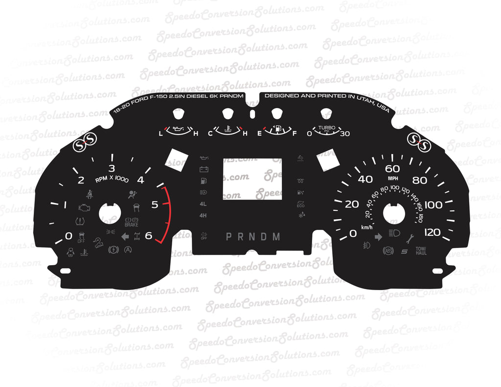 2018-2020 Ford F-150 2.5 Inch Screen PRNDM 6k Tachometer Diesel - 120 MPH