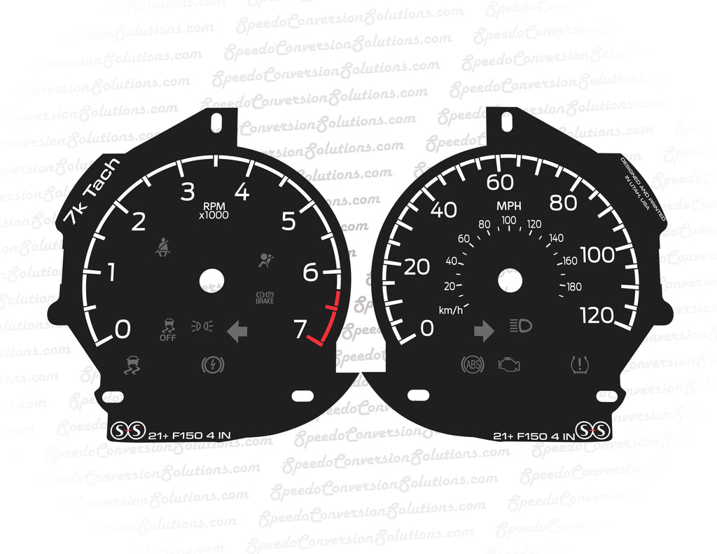 2021+ Ford F-150 4 in Screen 7k Tach - 120 MPH - Sides Only