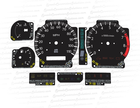 1996-2001 Nissan Stagea WC34 9K Tach WL V2 PRND32 - 110 MPH