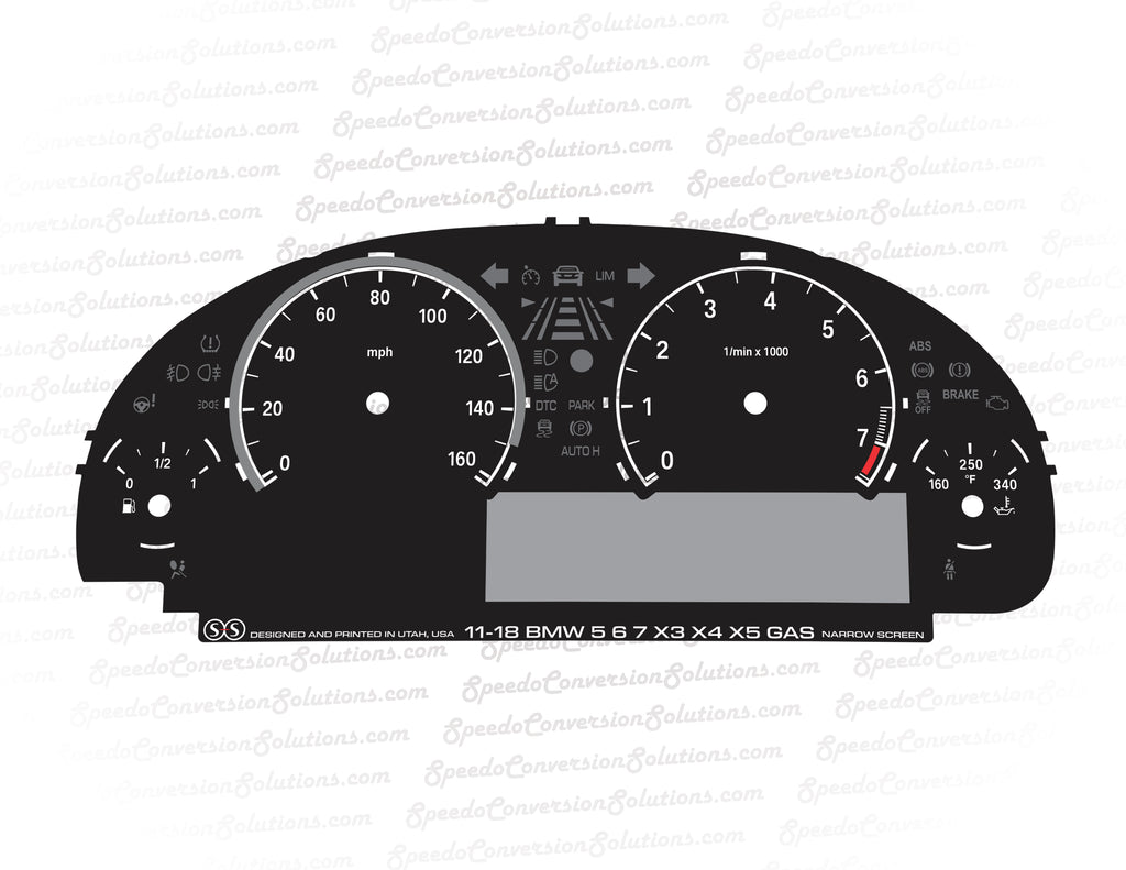 2011-2018 BMW 5 6 7 X3 X4 X5 Gas Narrow Screen - 160 MPH